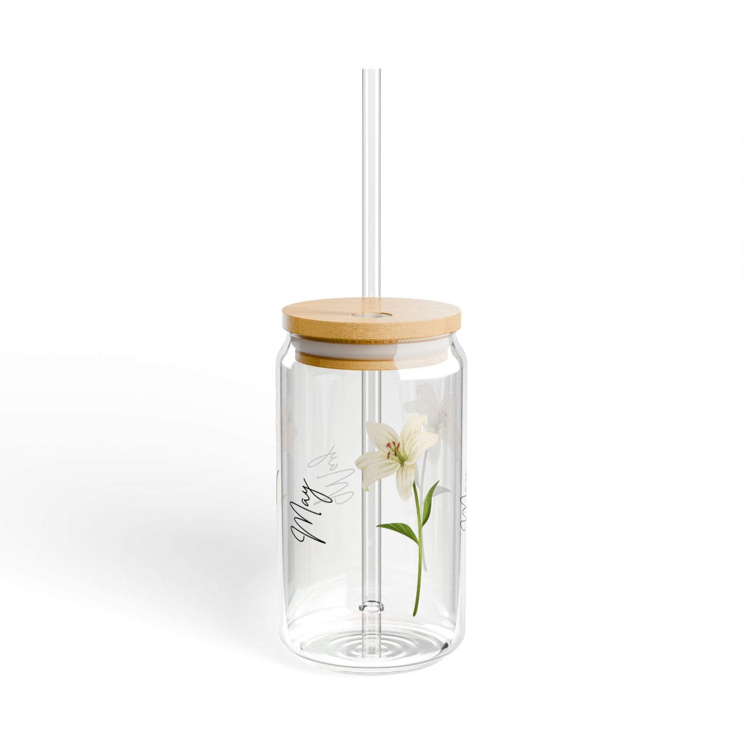 May Birth Flower Sipper Cup, 16oz Glass